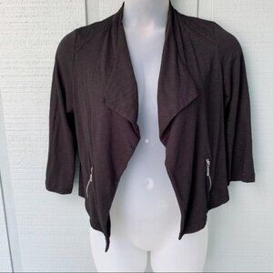 • Chico’s Moto Blazer Open Front Jersey zipper Black E5